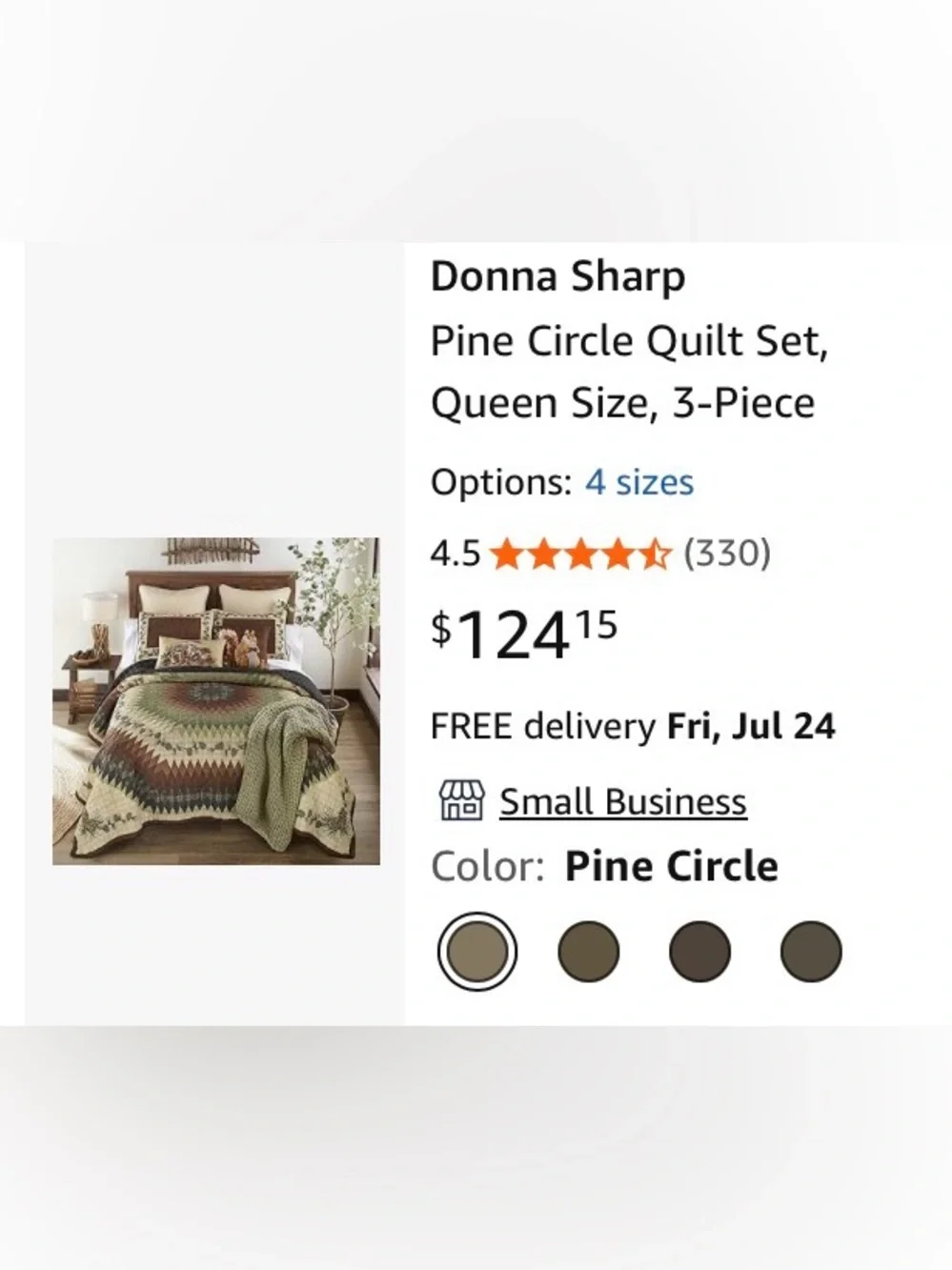 NEW Donna Sharp Pine Circle Quilt Set - Pine Circle, Queen 2 Shams